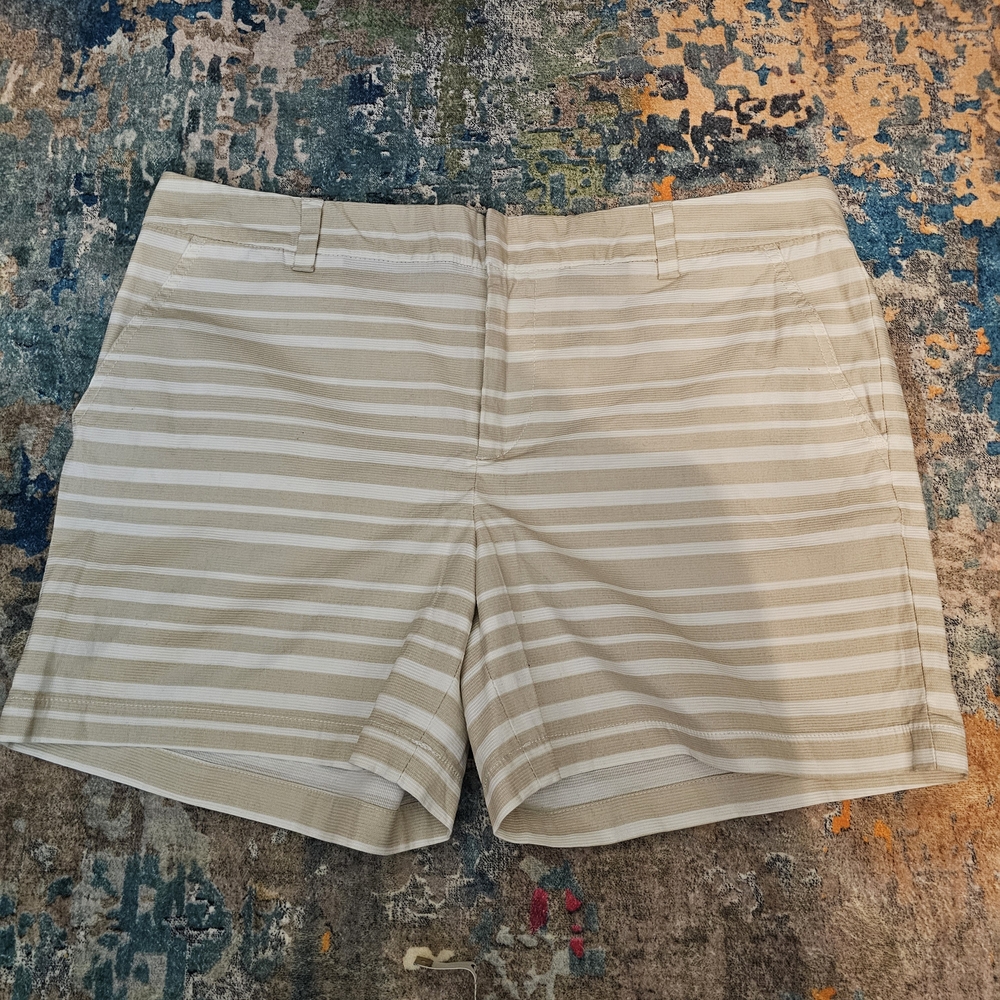 Tommy Hilfiger Beige Striped High Waist Shorts